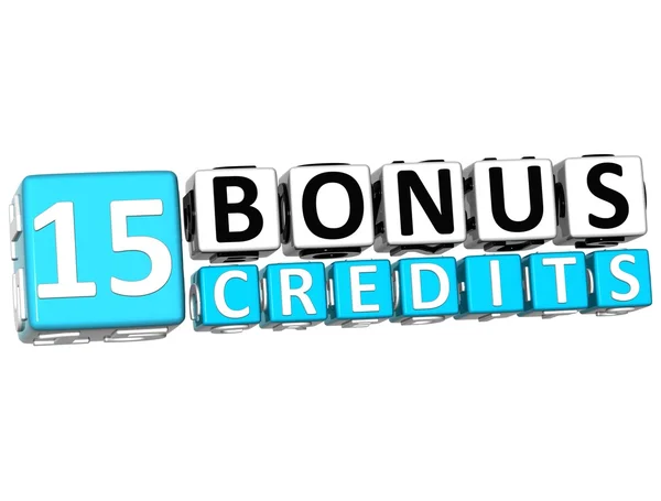 3D Get 15 Bonus Credits Block Letters — Stock Photo, Image