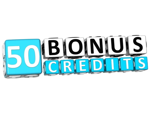 3D Obtener 50 Bono Créditos Bloquear Letras — Foto de Stock