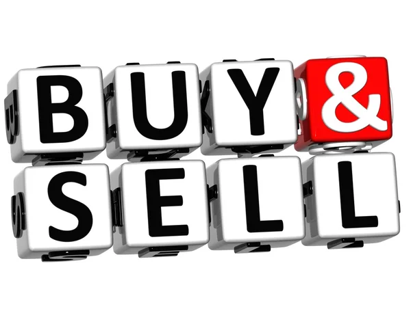 Compra 3D e venda palavras cruzadas — Fotografia de Stock