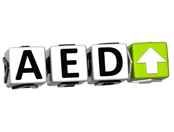 Währung aed rate concept symbol button auf weißem Hintergrund — Stockfoto