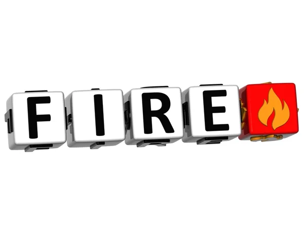 3D Fire Button cube text — Stock Photo, Image