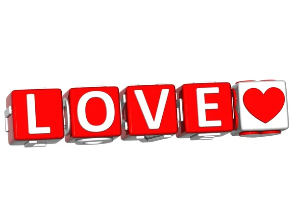 Moduł tekst przycisku 3D miłości — Zdjęcie stockowe