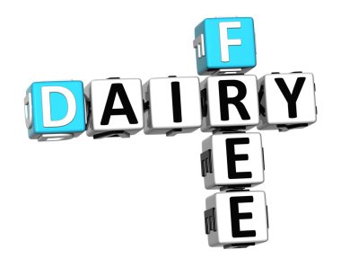 3D Dairy Free Crossword cube words clipart