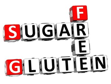 3D Gluten Sugar Free Crossword cube words clipart