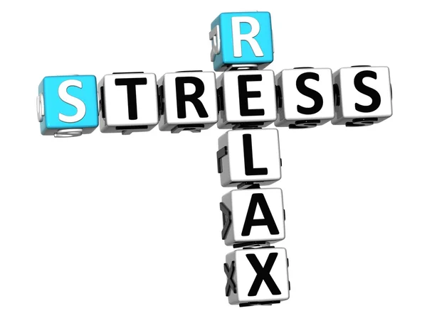 3D Stress Relaxe palavras do cubo de palavras cruzadas — Fotografia de Stock