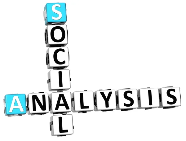 3D Legal Social Analysis Crossword cube words — Stock Photo, Image