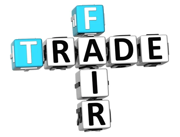 3D Fair Trade Crossword cube words — Stock Photo, Image