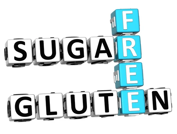 3D glutén cukor ingyenes keresztrejtvény kocka szavak — Stock Fotó