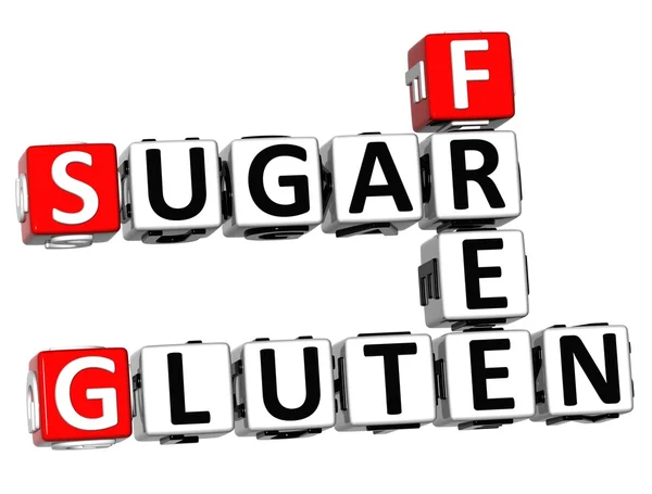 3D-gluten suiker gratis kruiswoordraadsel kubus woorden — Stockfoto