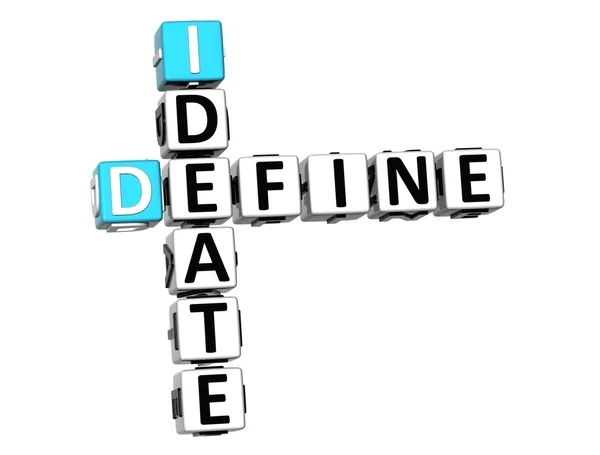 3D define Ideate keresztrejtvény kocka szavak — Stock Fotó