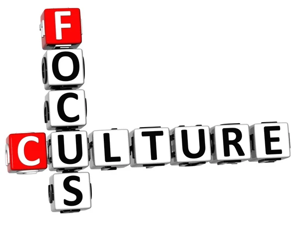 3D-cultuur focus kruiswoordraadsel kubus woorden — Stockfoto