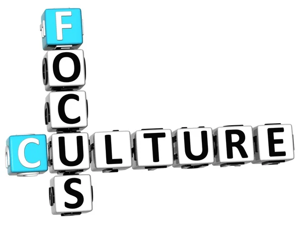 3D-cultuur focus kruiswoordraadsel kubus woorden — Stockfoto