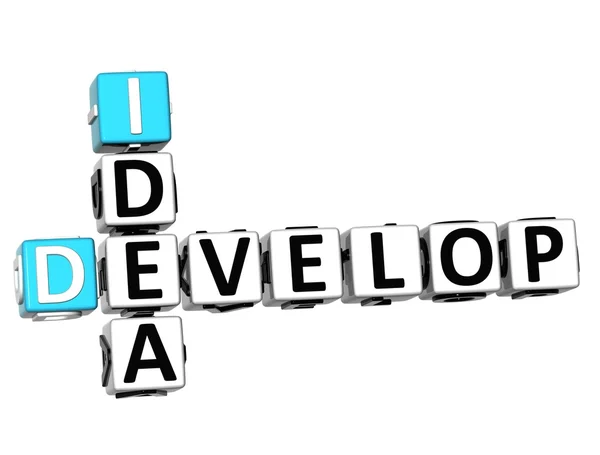 3d 개발 아이디어 크로스 워드 퍼즐 큐브 단어 — 스톡 사진