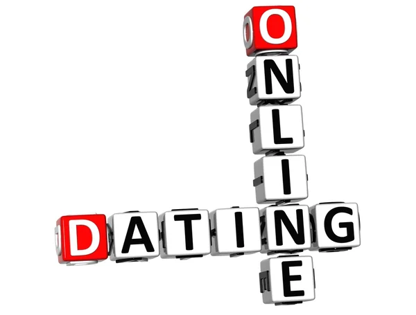 3D online dating kruiswoordraadsel kubus woorden — Stockfoto