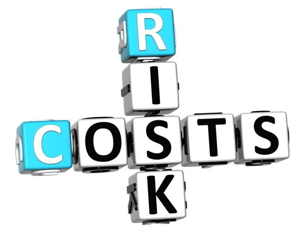3D-kosten risico kruiswoordraadsel kubus woorden — Stockfoto