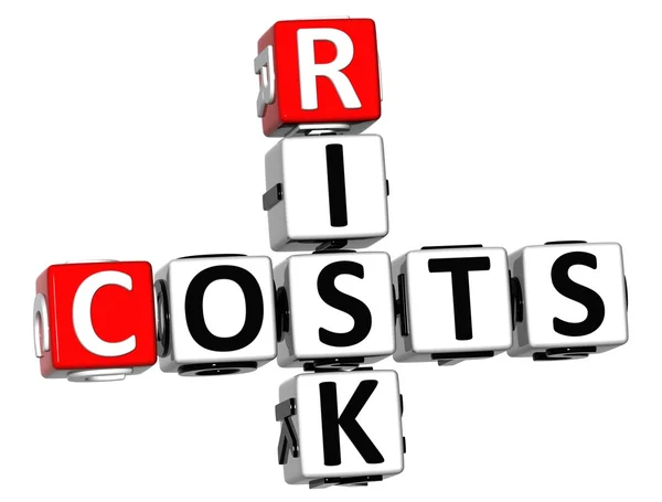 3D költségek kockázatát keresztrejtvény kocka szavak — Stock Fotó