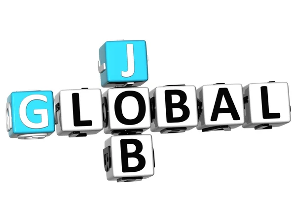 3d globale Cloud-Job Kreuzworträtsel Würfel Wörter — Stockfoto