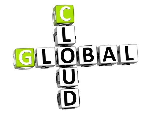 3D-globale wolk job kruiswoordraadsel kubus woorden — Stockfoto