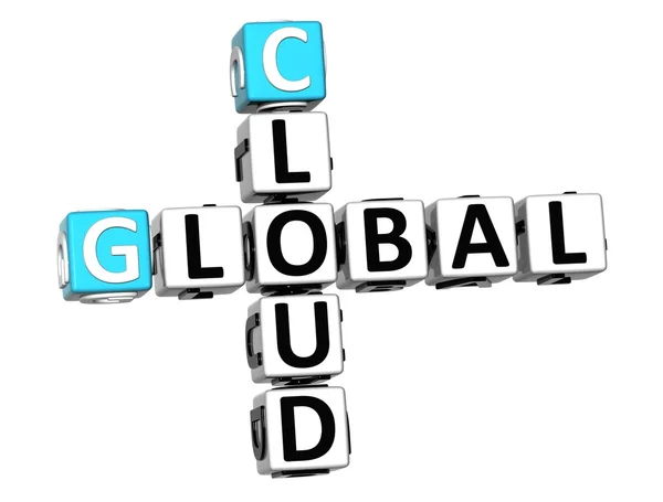 3d 글로벌 클라우드 일 크로스 워드 퍼즐 큐브 단어 — 스톡 사진