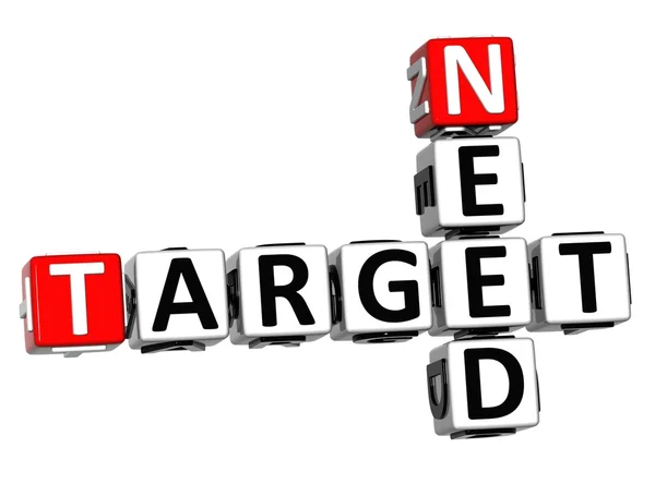 3D Need Target Crossword cube words — Stock Photo, Image
