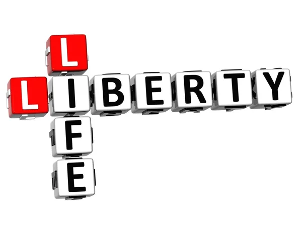 3D Libertad Social Vida Crucigrama palabras de cubo —  Fotos de Stock