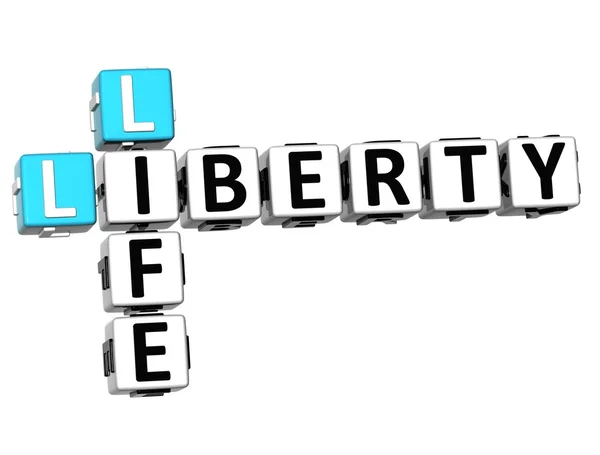 3D κοινωνική ελευθερία ζωή σταυρόλεξο κύβος λέξεις — Φωτογραφία Αρχείου