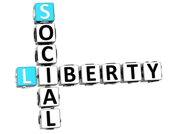 3D Social Liberty Life Palavras de cubo de palavras cruzadas — Fotografia de Stock