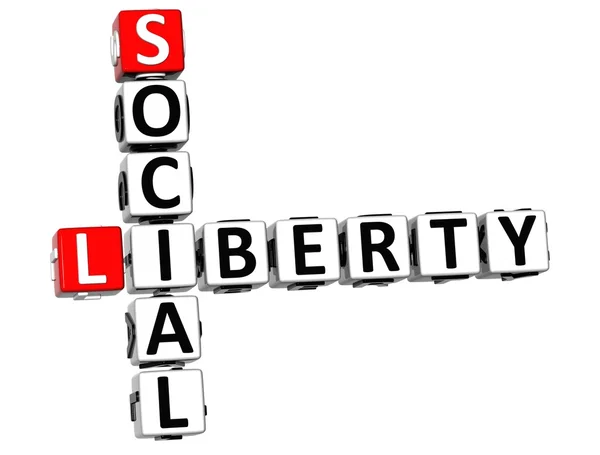 3D Social Liberty Life Crossword cube words — Stock Photo, Image