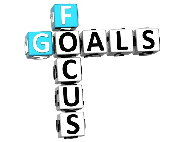 3D focus doelen kruiswoordraadsel kubus woorden — Stockfoto