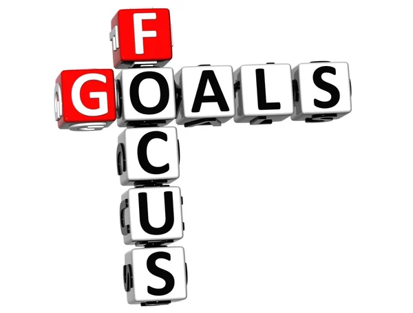 3D Focus Goals Crossword cube words — Stock Photo, Image