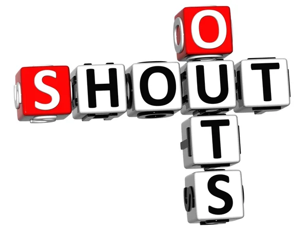 3D Shout Out Crossword cube words — Stock Photo, Image