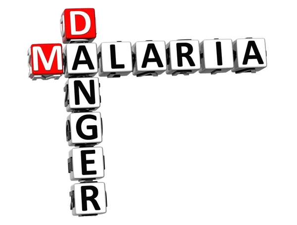 3D Malária Perigo Risco Texto de palavras cruzadas — Fotografia de Stock