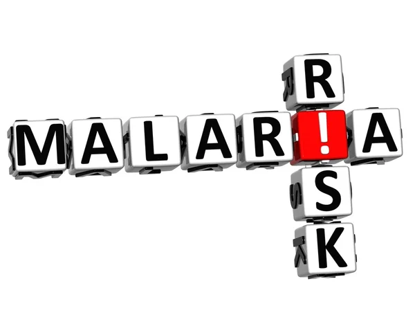 3D tekst krzyżówka ryzyko malarii — Zdjęcie stockowe