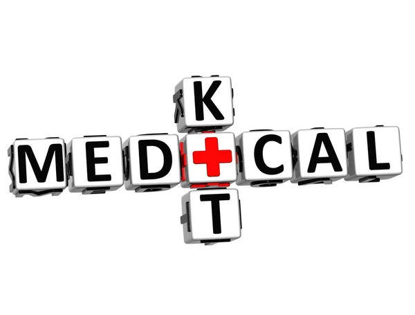 3D Medical Kid Crossword Block Button text — Stock Photo, Image
