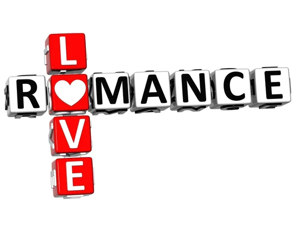 3D-romantiek liefde kruiswoordraadsel tekst — Stockfoto