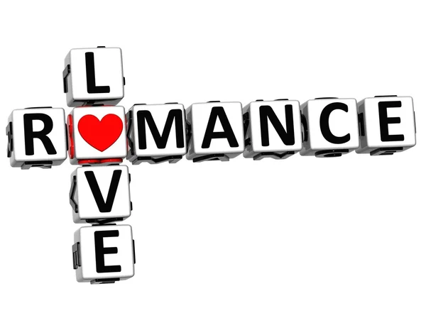 3D Romance Love Texto de palavras cruzadas — Fotografia de Stock