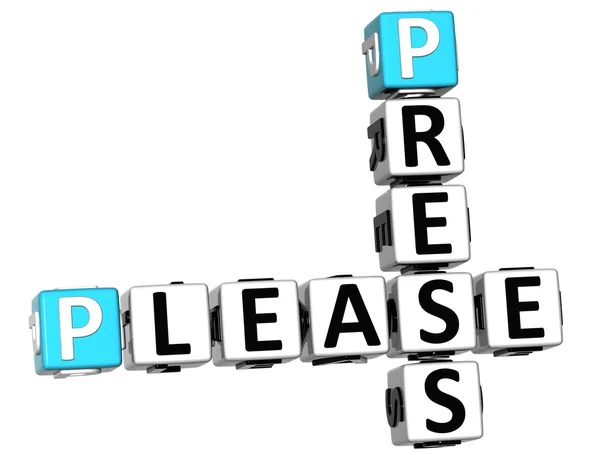 3D Press Please Crossword text — Stock Photo, Image
