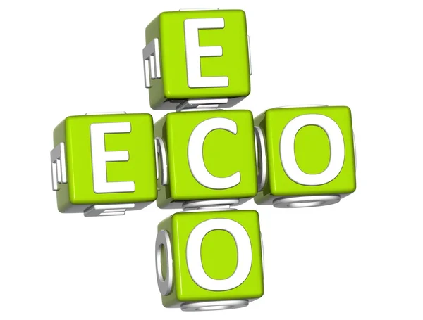 3D-bio eco tekst op witte achtergrond — Stockfoto