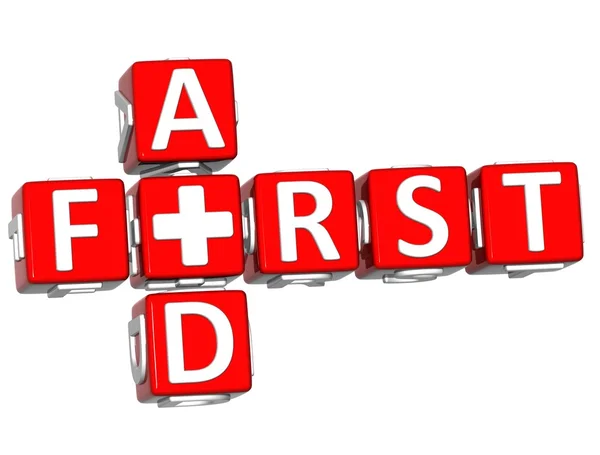 3D First Aid Crossword Block Button text — Stock Photo, Image