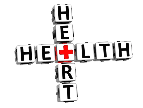 3D Health Heart Crossword Block Button text — Stock Photo, Image