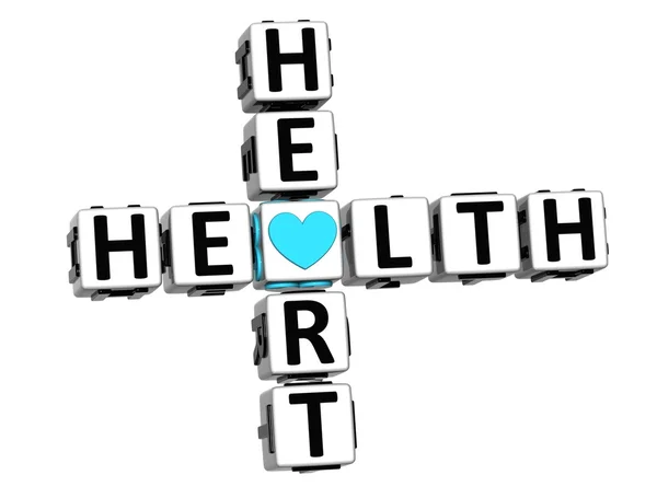 Texto del botón del bloque de crucigramas del corazón de salud 3D — Foto de Stock