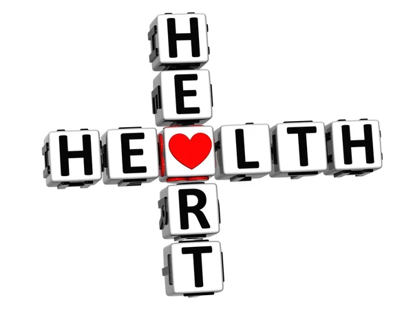 Texto del botón del bloque de crucigramas del corazón de salud 3D —  Fotos de Stock