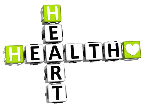 3D Health Heart Crossword Block Button text — Fotografie, imagine de stoc
