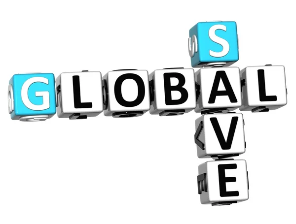 Texto de palavras cruzadas de comércio global 3D — Fotografia de Stock