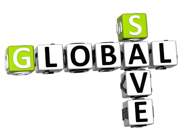 3D global opslaan kruiswoordraadsel tekst — Stockfoto