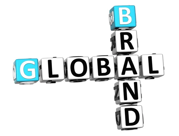 3d globale Marke Kreuzworträtsel-Text — Stockfoto