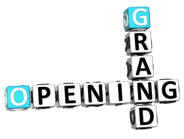 3D Grand Opening Crossword text — Stock Photo, Image