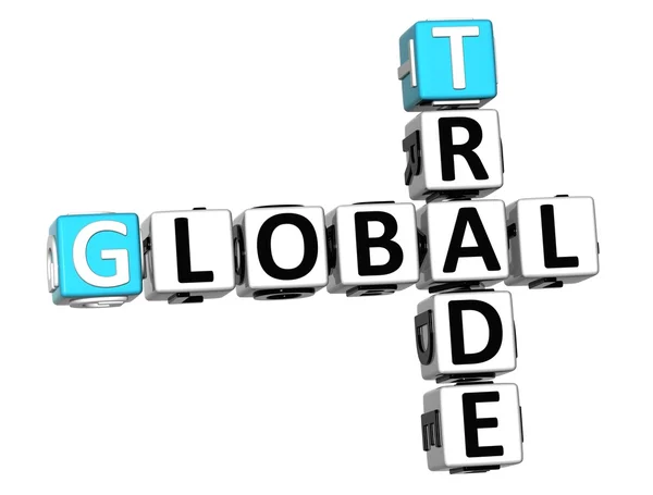 3D Global Trade Testo della parola crociata — Foto Stock