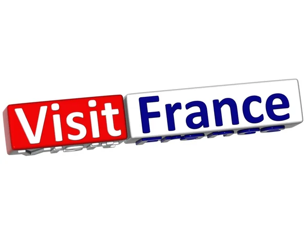 3D-bezoek land Frankrijk knop — Stockfoto
