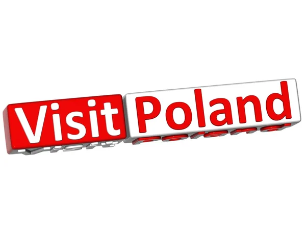 3D besök land Polen knappen — Stockfoto